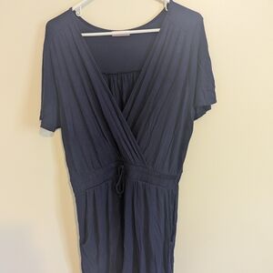 EUC P.S. Love Women's Large Blue Short Romper Tie Waist Pockets